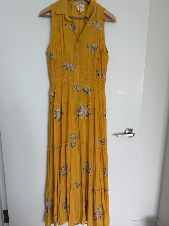 fig and flower Dresses & Skirts - fig and flower Sleeveless Mustard Yellow Floral Maxi Dress